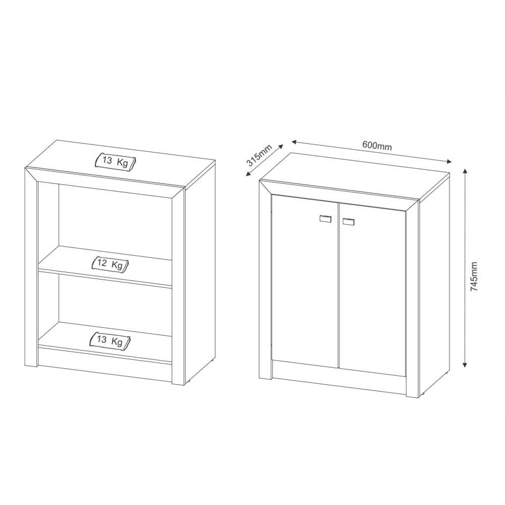 Encontraproduto.com.br - Balcão Escritório com 2 Portas Multimóveis CR25013 Branco