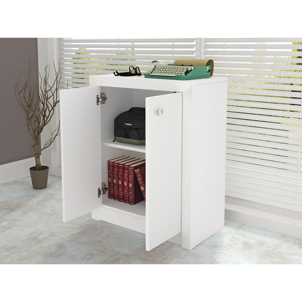 Encontraproduto.com.br - Balcão Escritório com 2 Portas Multimóveis CR25013 Branco
