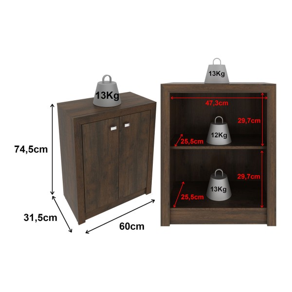 Encontraproduto.com.br - Balcão Escritório com 2 Portas Multimóveis CR25013 Rustico