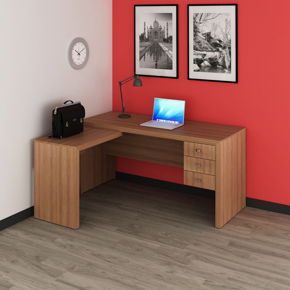 Encontraproduto.com.br - Escrivaninha/Mesa Escritório de Canto Multimóveis CR25016 Amendoa