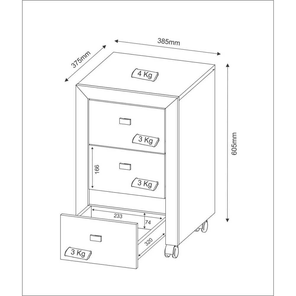 Encontraproduto.com.br - Gaveteiro com Rodízios Multimóveis CR25018 Rustico