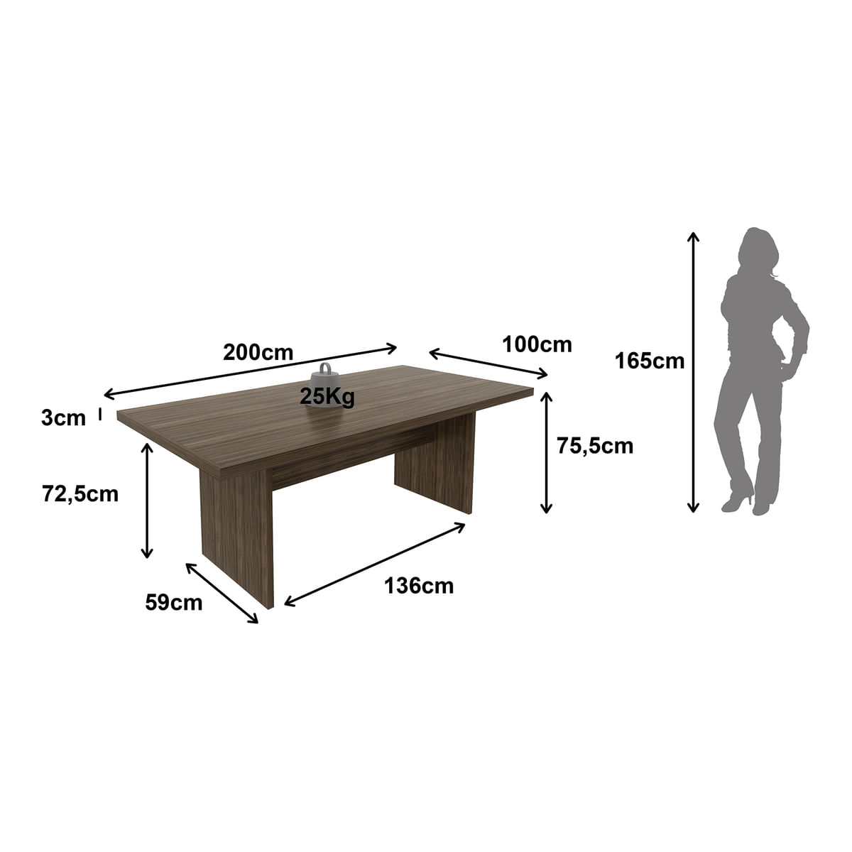 Mesa Escritório/Reunião Multimóveis CR25027 Nogal