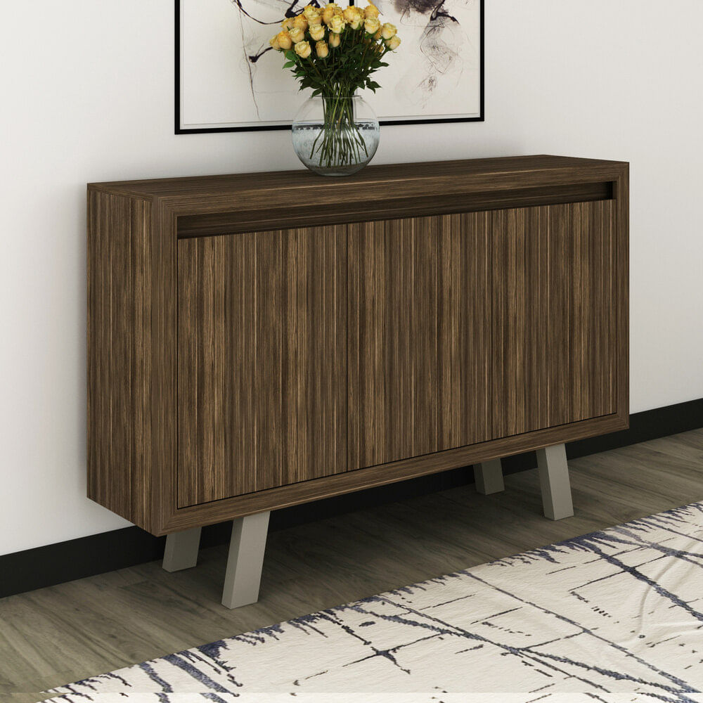 Encontraproduto.com.br - Balcão Escritório com 3 portas Multimóveis CR25028 Nogal/Fendi