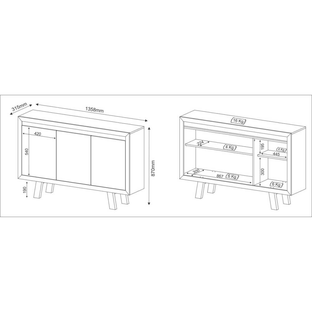 Encontraproduto.com.br - Balcão Escritório com 3 portas Multimóveis CR25028 Nogal/Fendi