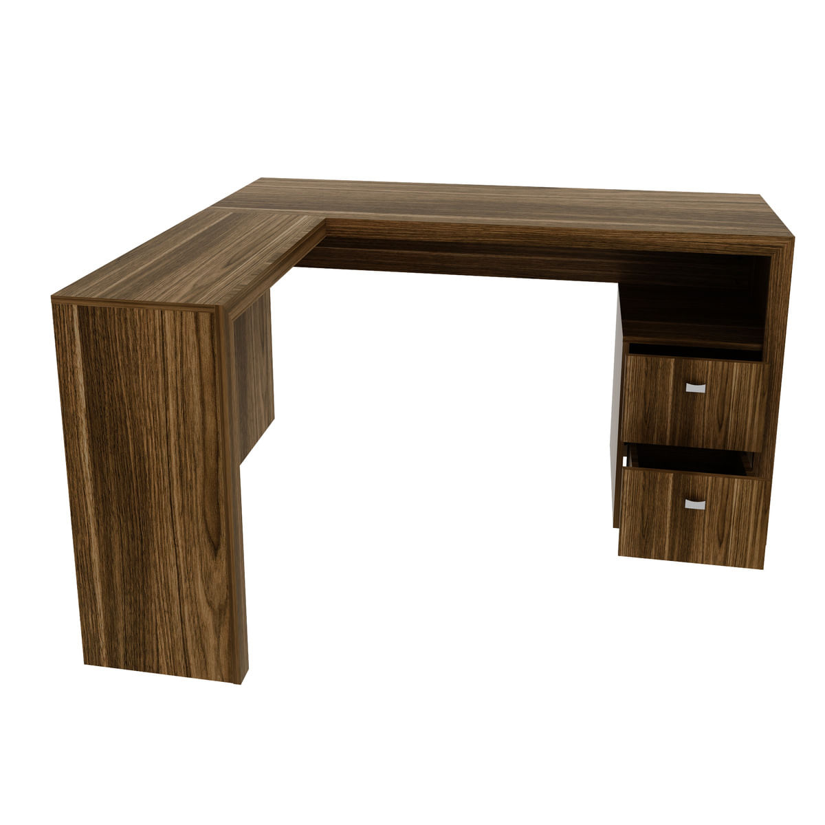 Encontraproduto.com.br - Escrivaninha/Mesa Escritório de Canto com 2 gavetas Multimóveis CR25032 Nogal