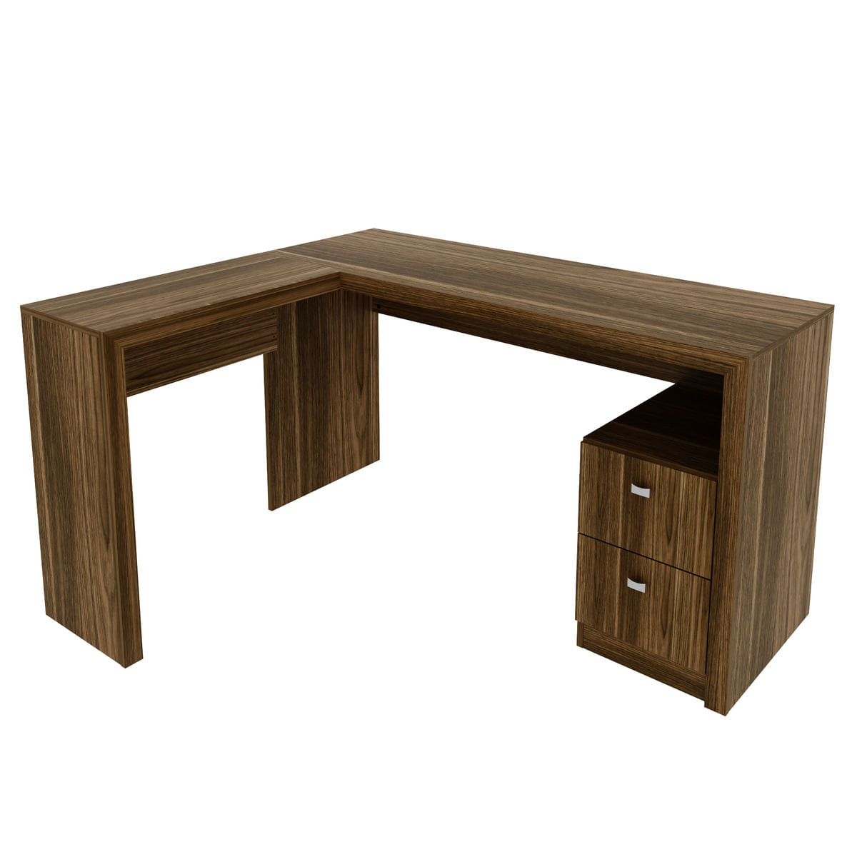 Encontraproduto.com.br - Escrivaninha/Mesa Escritório de Canto com 2 gavetas Multimóveis CR25032 Nogal