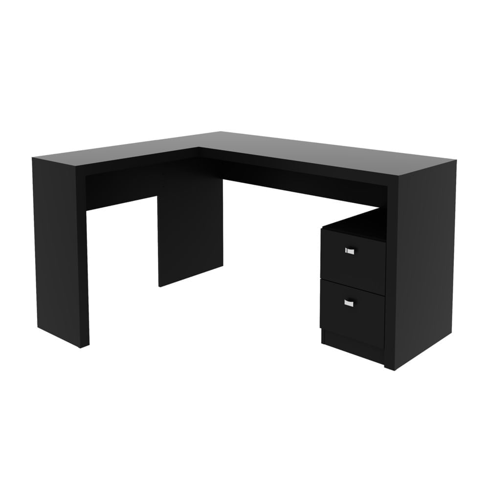 Encontraproduto.com.br - Escrivaninha/Mesa Escritório de Canto com 2 gavetas Multimóveis CR25032 Preto