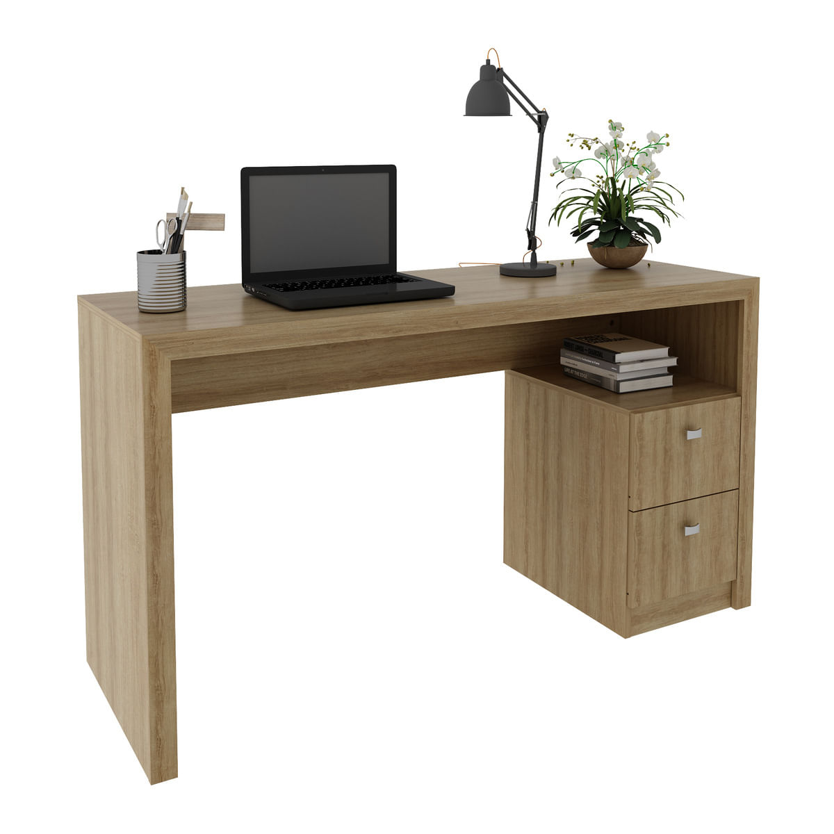 Encontraproduto.com.br - Escrivaninha com 2 gavetas Multimóveis CR25033 Amendoa