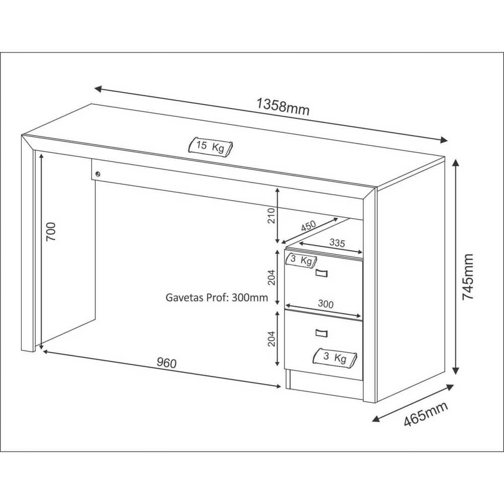 Encontraproduto.com.br - Escrivaninha com 2 gavetas Multimóveis CR25033 Nogal
