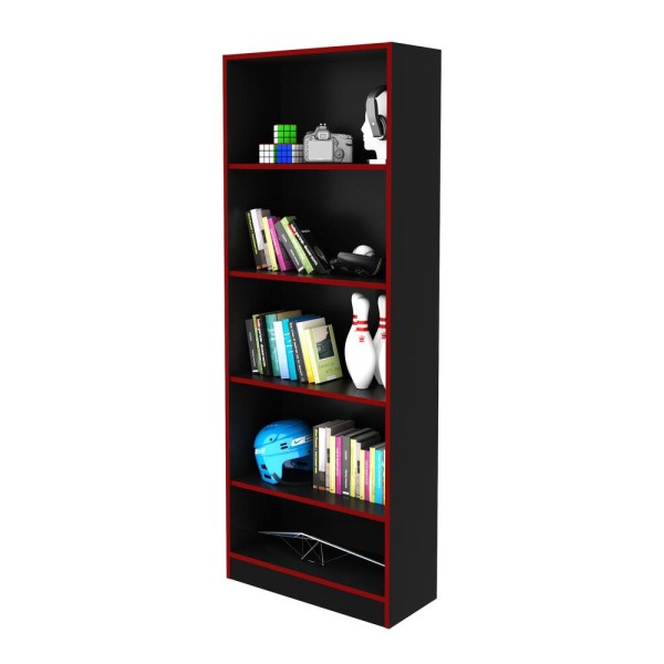 Encontraproduto.com.br - Estante Gamer Multiuso 60 cm Multimóveis CR25039 Preta/Vermelha