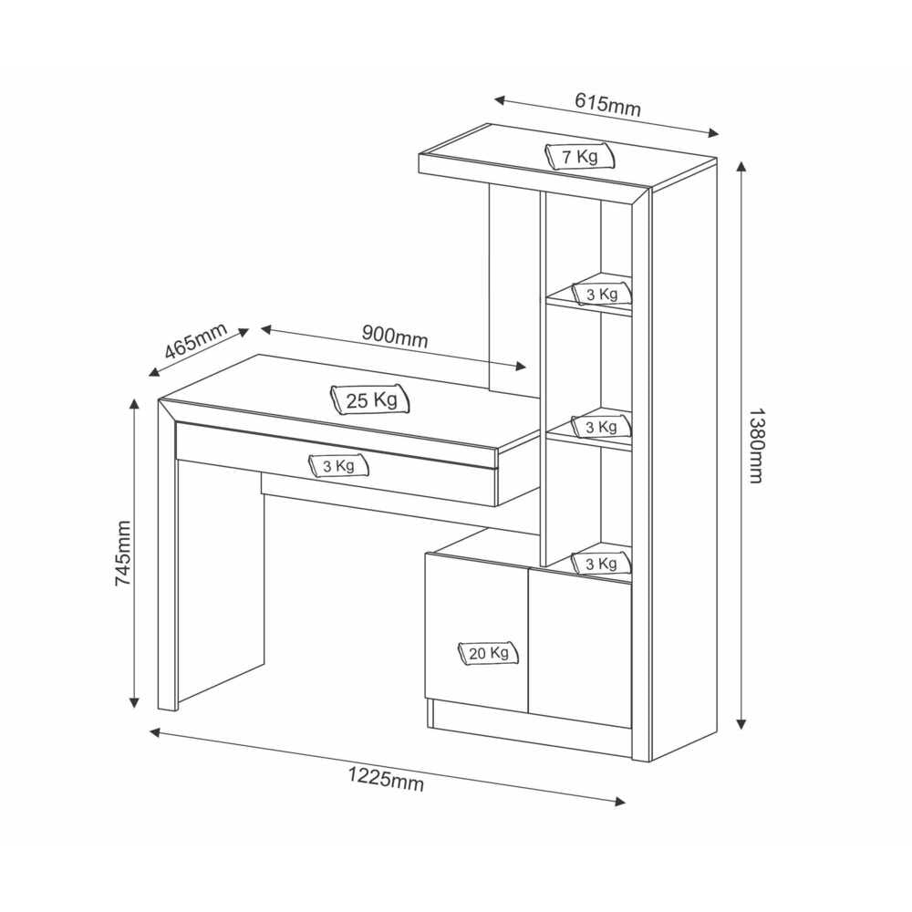 Encontraproduto.com.br - Escrivaninha Estante com 2 Portas e Gaveta Multimóveis CR25040 Nogal