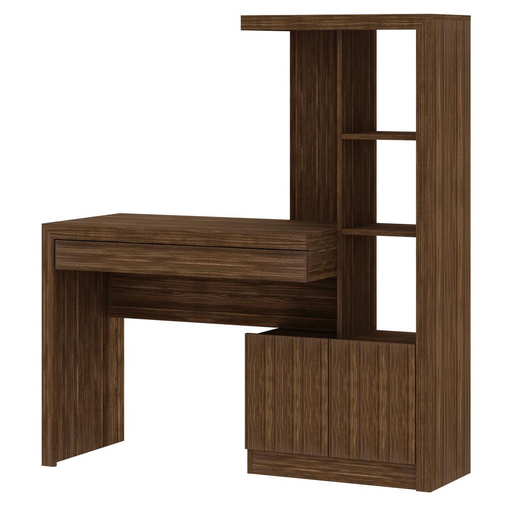 Encontraproduto.com.br - Escrivaninha Estante com 2 Portas e Gaveta Multimóveis CR25040 Nogal