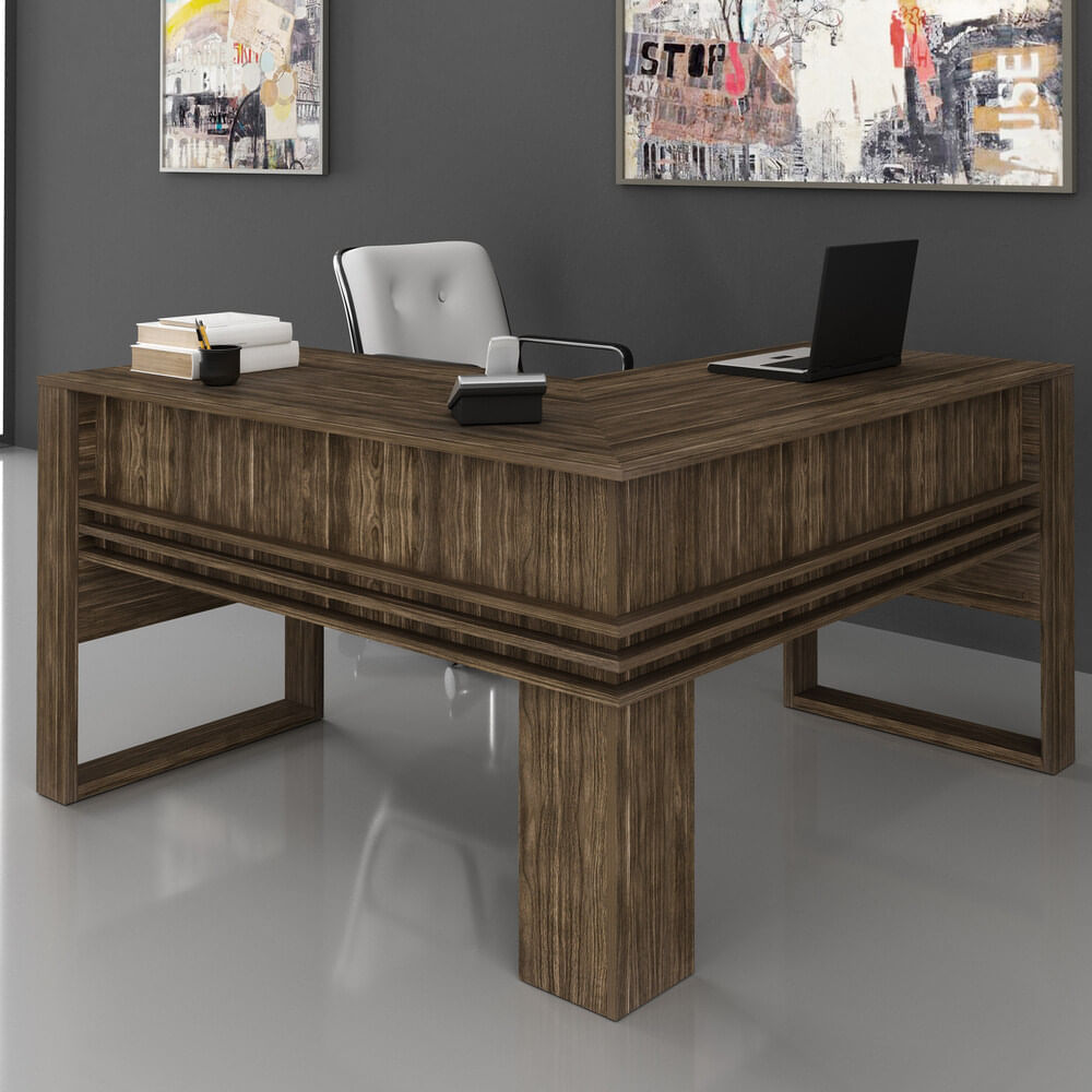 Mesa Escritório de Canto Multimóveis CR25042 Nogal