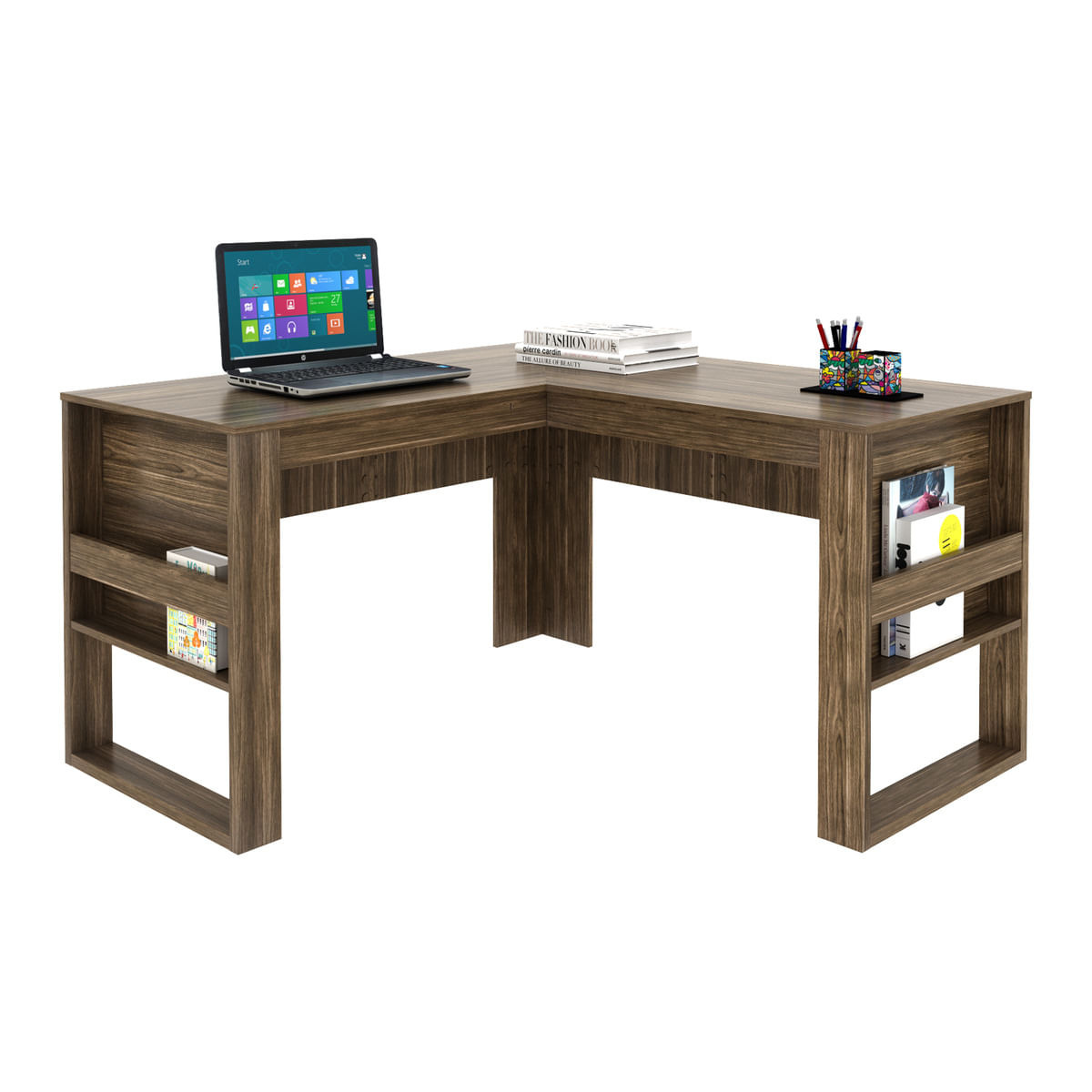Encontraproduto.com.br - Mesa Escritório de Canto Multimóveis CR25042 Nogal