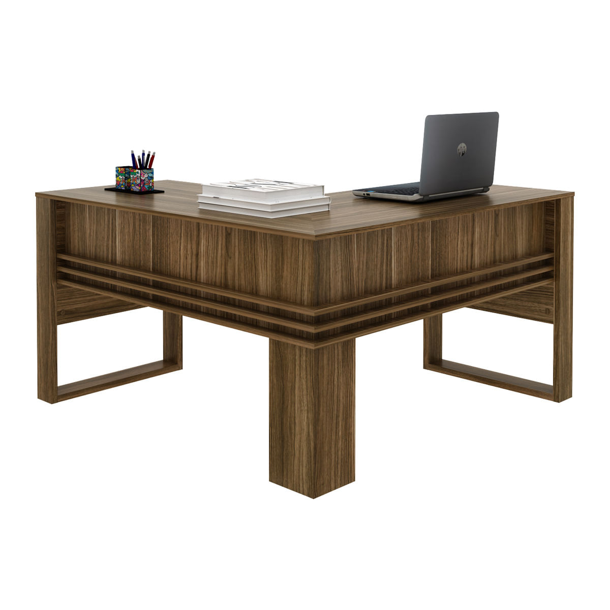 Encontraproduto.com.br - Mesa Escritório de Canto Multimóveis CR25042 Nogal
