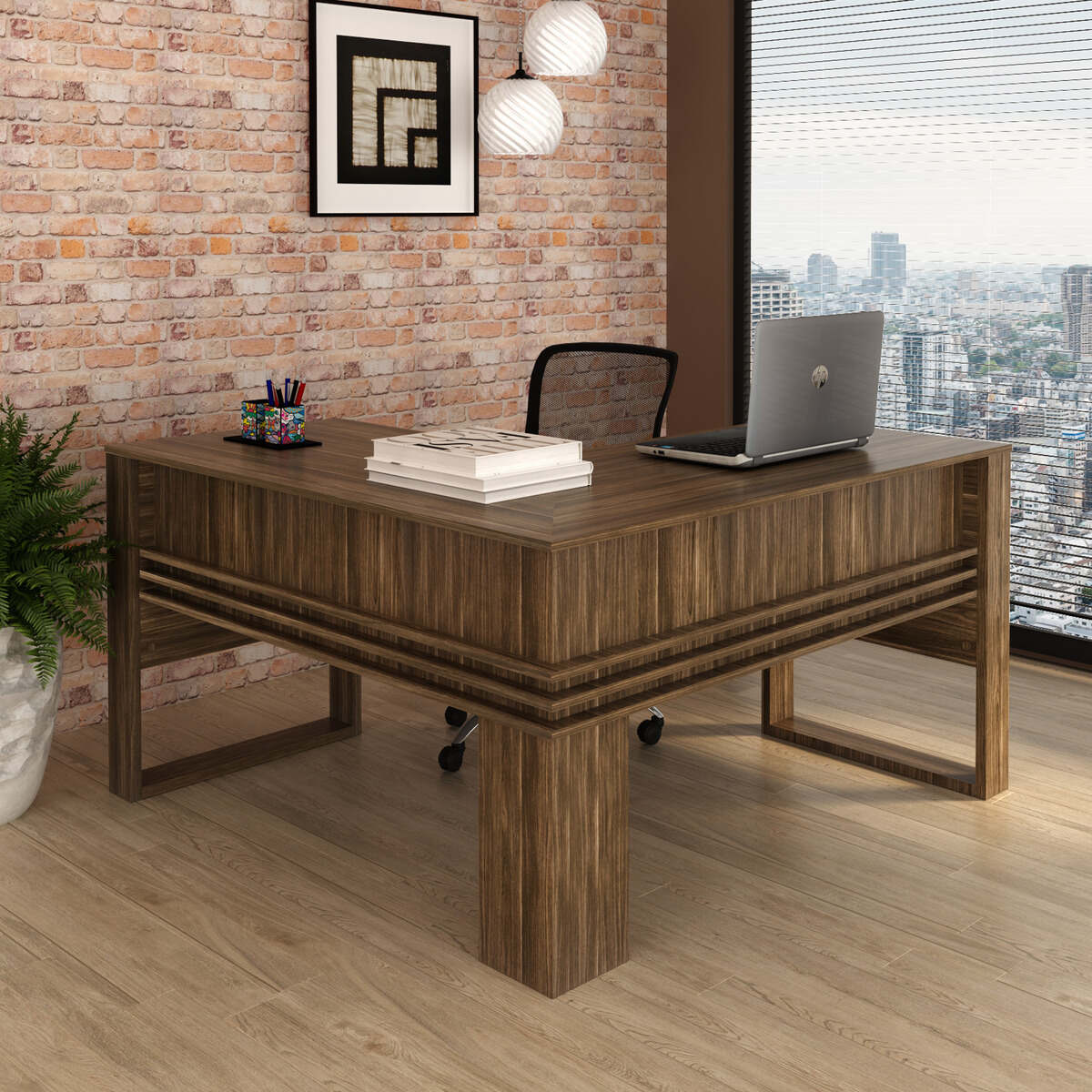 Encontraproduto.com.br - Mesa Escritório de Canto Multimóveis CR25042 Nogal