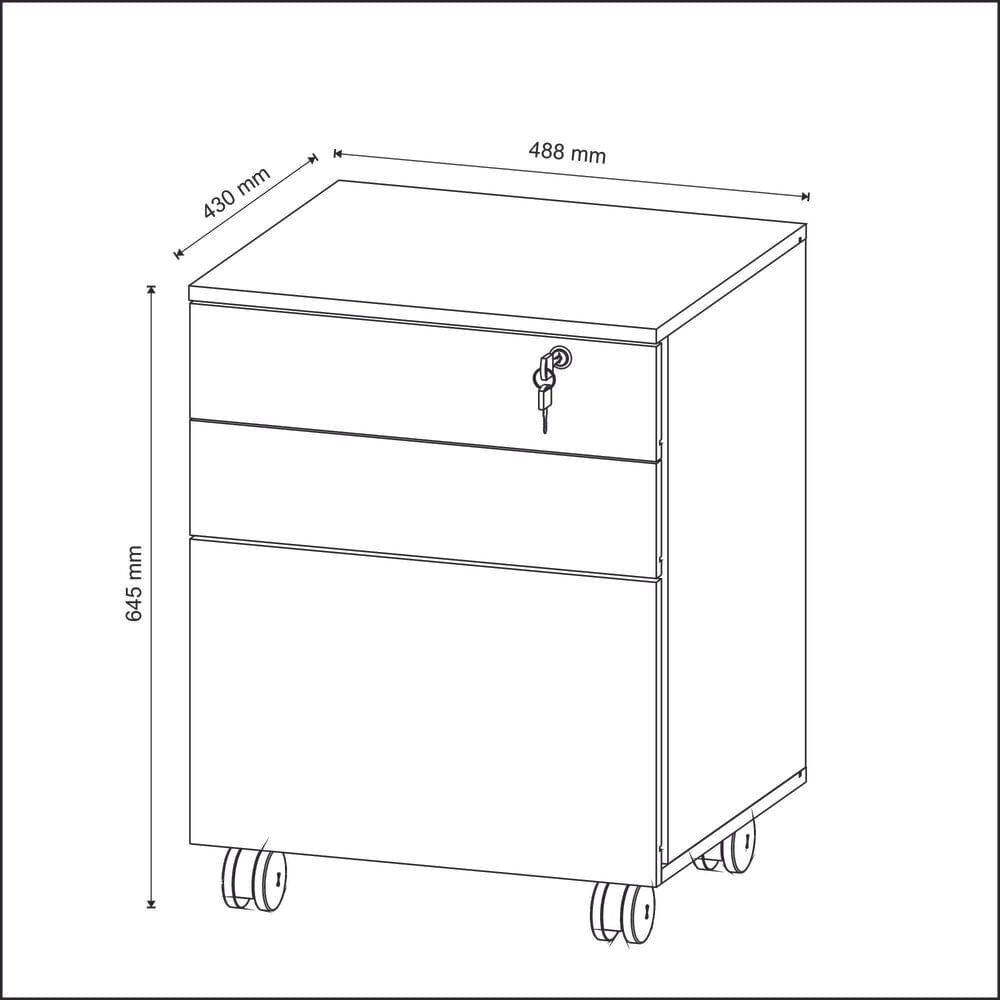 Encontraproduto.com.br - Gaveteiro Arquivo com Chave e Rodízios Multimóveis CR25045 Branco