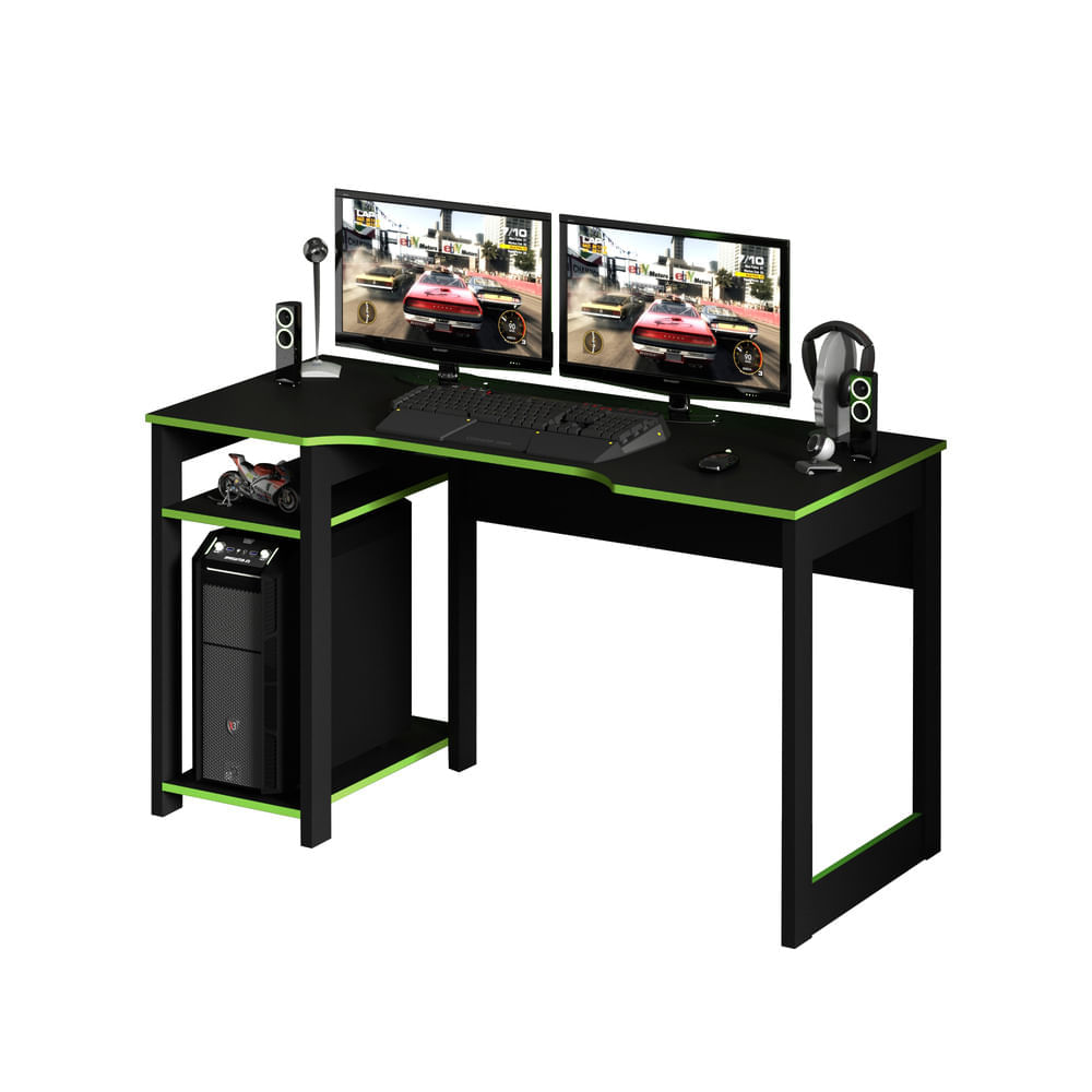 Encontraproduto.com.br - Mesa Gamer Multimóveis CR25049 Preta/Verde