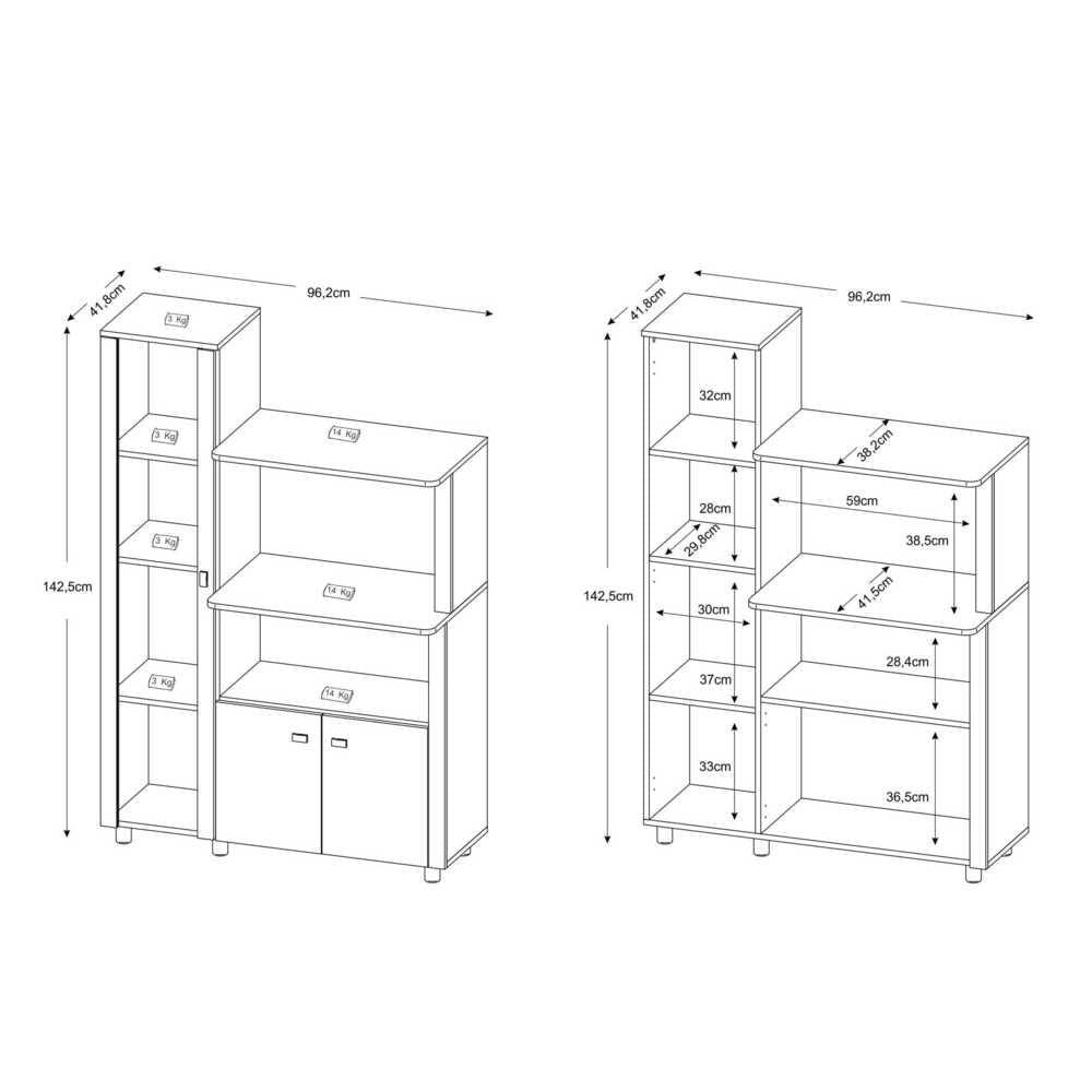 Encontraproduto.com.br - Armário Multiuso para Forno e Microondas com 3 Portas Multimóveis CR20009 Branco