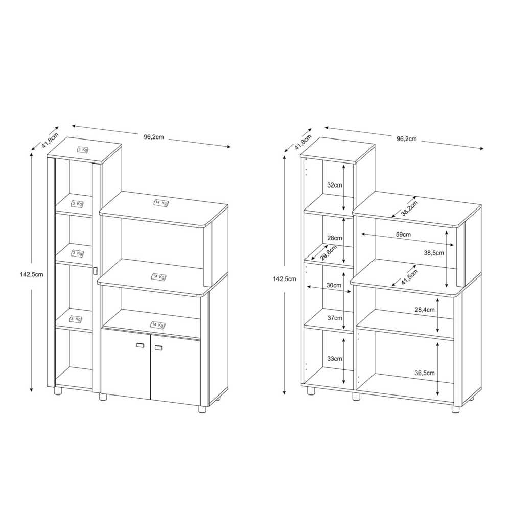 Encontraproduto.com.br - Armário Multiuso para Forno e Microondas com 3 Portas Multimóveis CR20009 Branco