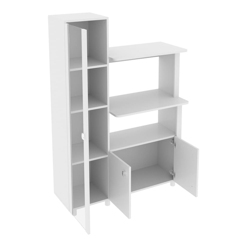 Encontraproduto.com.br - Armário Multiuso para Forno e Microondas com 3 Portas Multimóveis CR20009 Branco