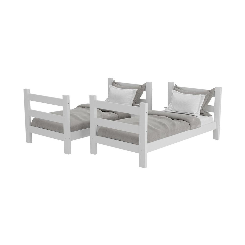 Encontraproduto.com.br - Beliche Madeira Maciça - vira 2 Camas - com Colchões Inclusos Dubai Multimóveis CR4158 Branco
