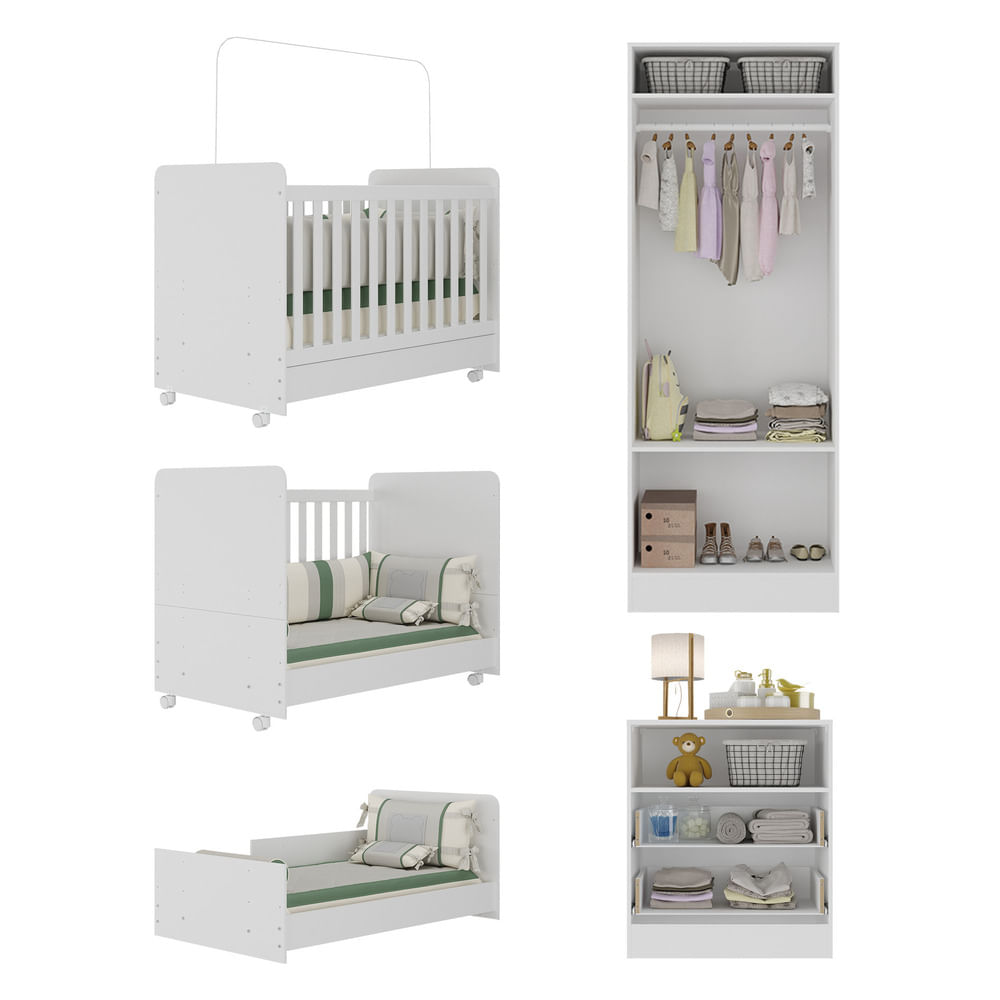 Encontraproduto.com.br - Quarto Infantil Completo Ariel Multimóveis Branco