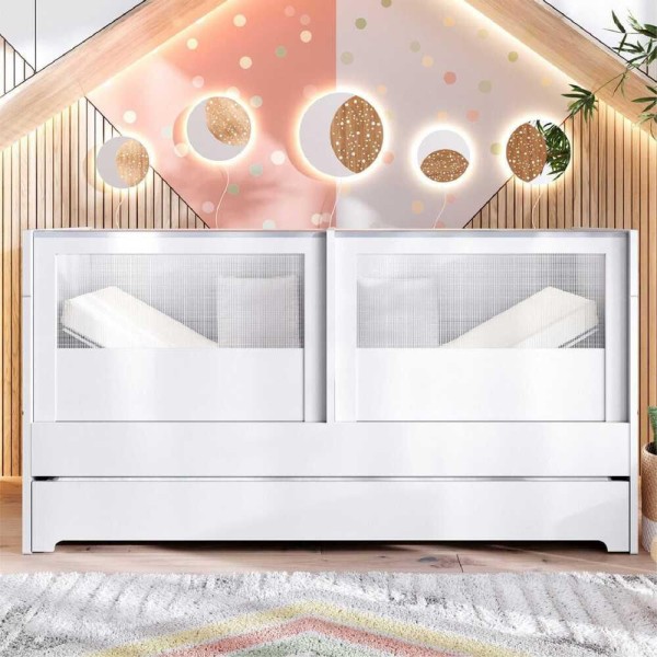 Encontraproduto.com.br - Berço Cama Sol e Mar Gêmeos Divicar Branco Acetinado