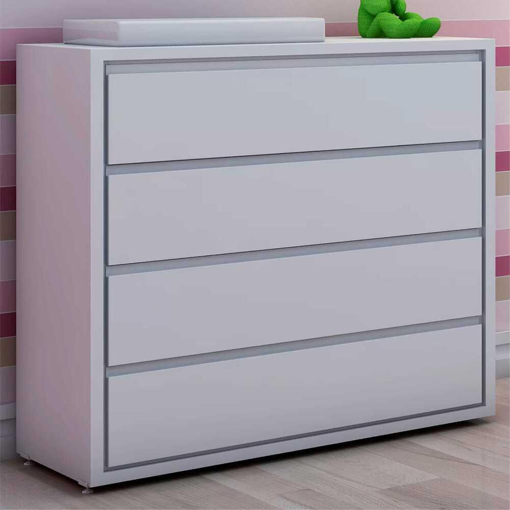 Encontraproduto.com.br - Cômoda Infantil 4 Gavetas Flex Multimóveis CR40021 Branco Acetinado