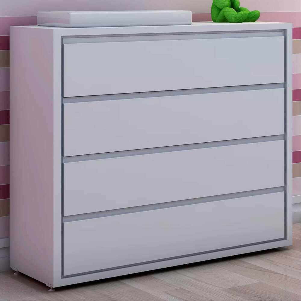 Encontraproduto.com.br - Cômoda Infantil 4 Gavetas Flex Multimóveis CR40021 Branco Acetinado