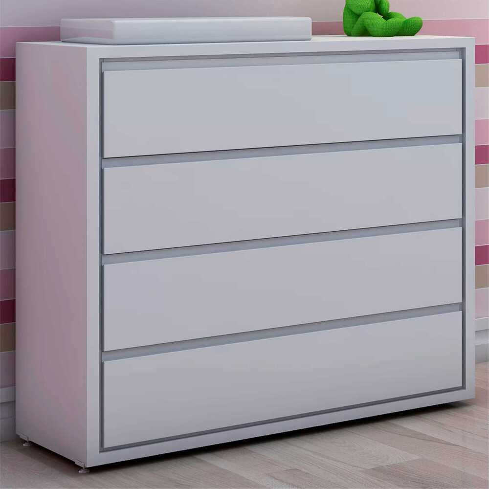 Encontraproduto.com.br - Cômoda Infantil 4 Gavetas Flex Multimóveis CR40021 Branco Acetinado