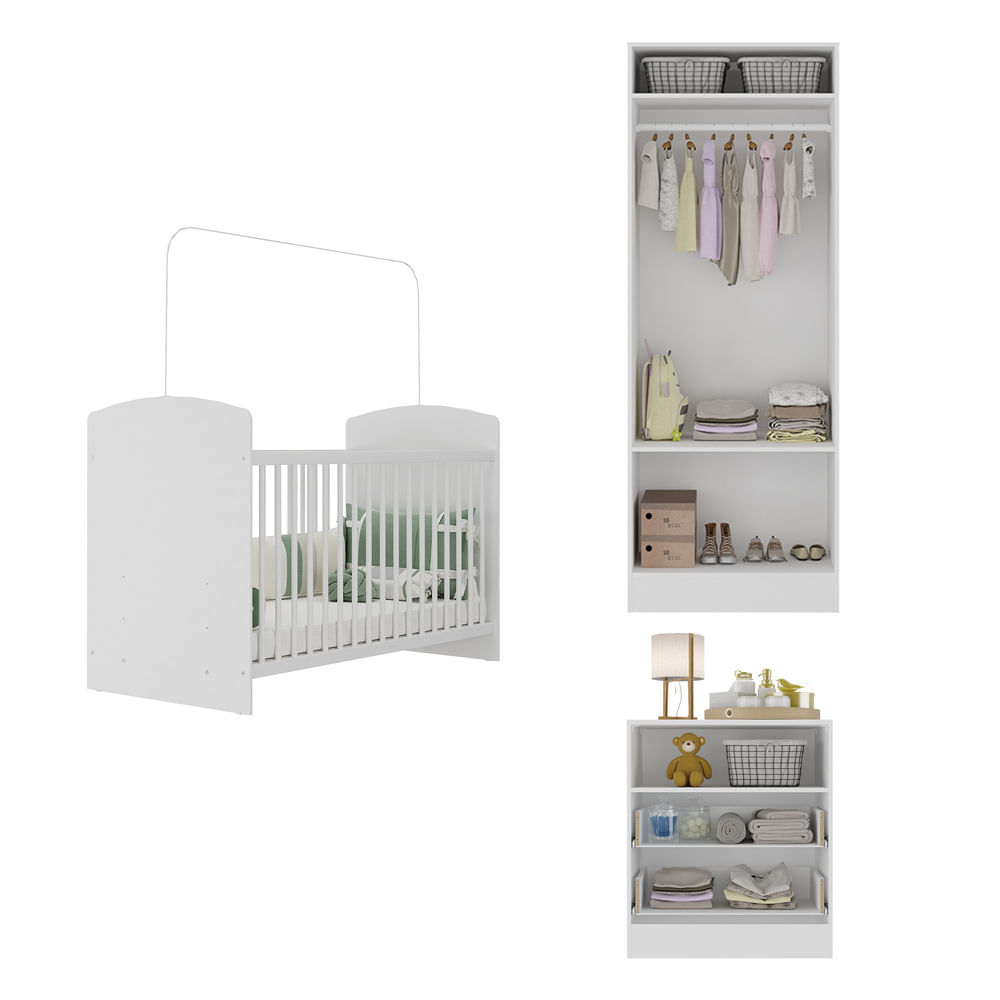 Encontraproduto.com.br - Quarto Infantil Completo Com Colchão Incluso Doçura Multimóveis Branco