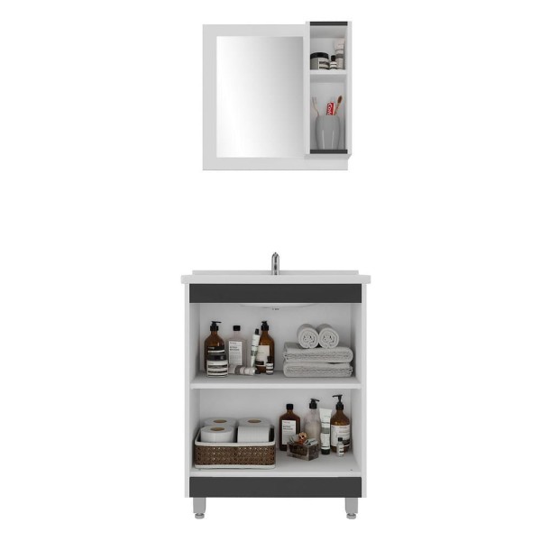 Encontraproduto.com.br - Gabinete Banheiro/espelheira 60cm Multimóveis Cr10058 Bc/pto