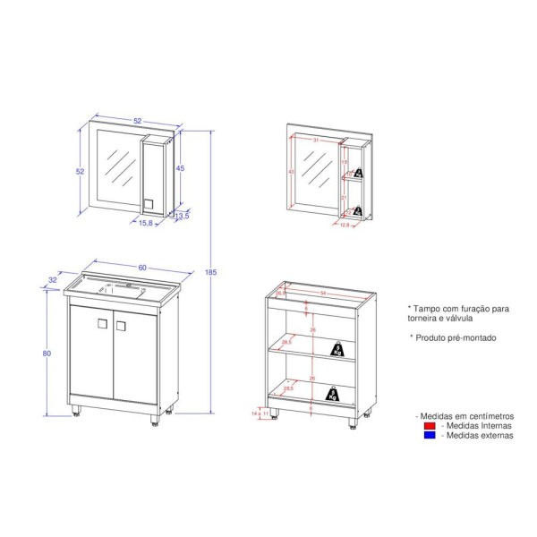 Encontraproduto.com.br - Gabinete Banheiro/espelheira 60cm Multimóveis Cr10058 Bc/pto