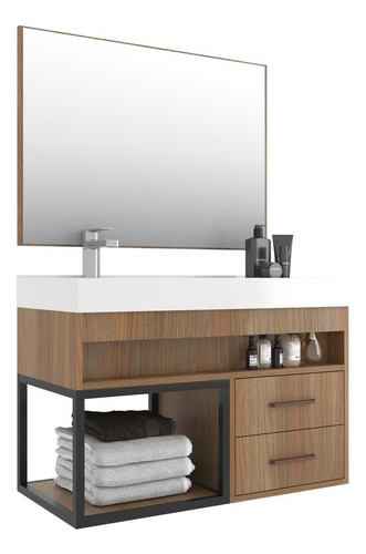 Gabinete Com Cuba 80Cm Multimóveis Cr10071 Noce