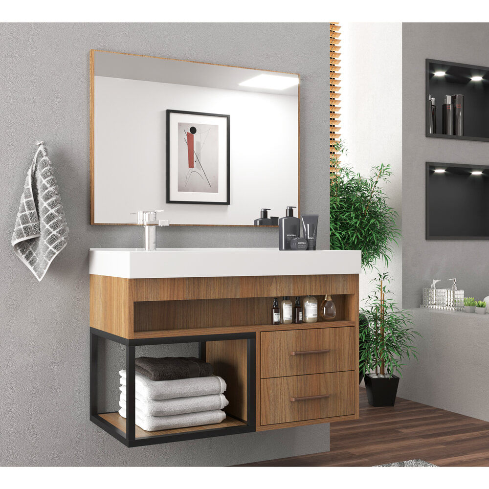Encontraproduto.com.br - Gabinete Com Cuba 80Cm Multimóveis Cr10071 Noce
