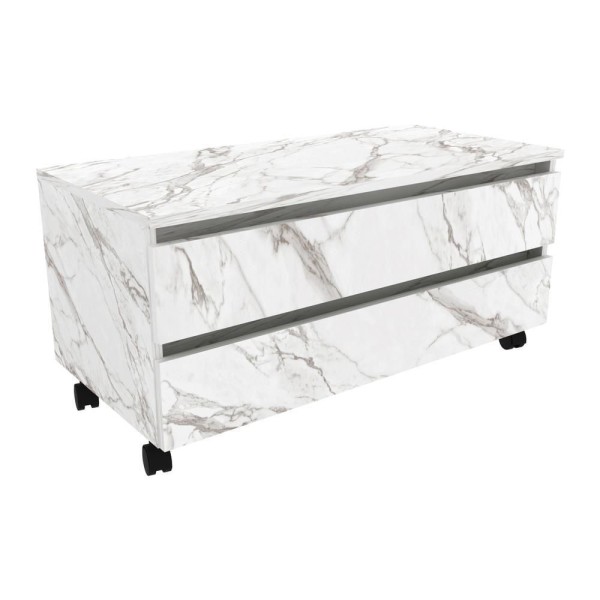 Encontraproduto.com.br - Gabinete Banheiro 2 Gavetas com Rodízios 80cm Multimóveis CR10083 Mármore Branco