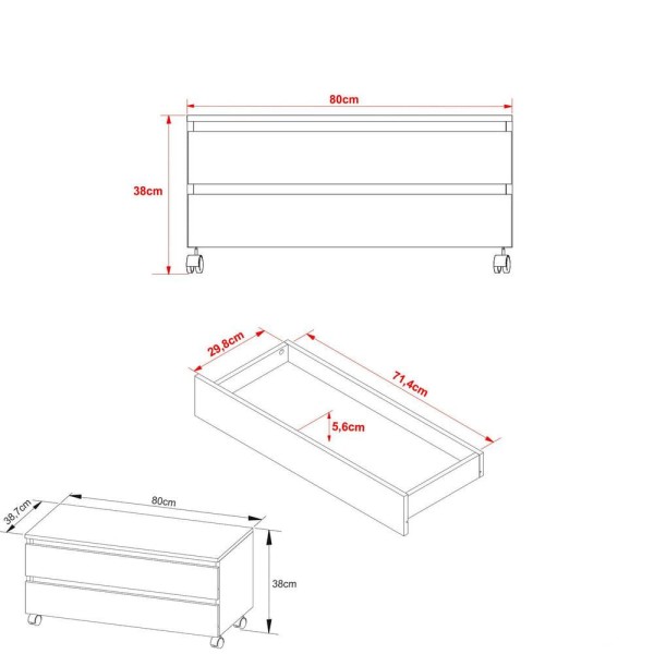 Encontraproduto.com.br - Gabinete Banheiro 2 Gavetas com Rodízios 80cm Multimóveis CR10083 Mármore Branco