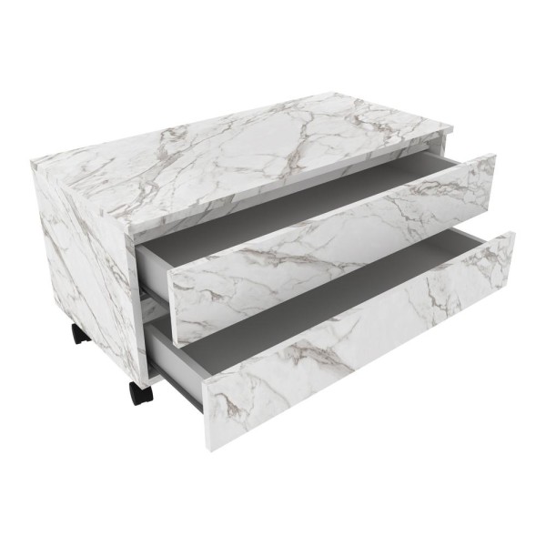 Encontraproduto.com.br - Gabinete Banheiro 2 Gavetas com Rodízios 80cm Multimóveis CR10083 Mármore Branco
