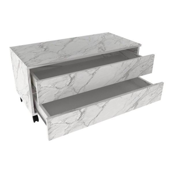Encontraproduto.com.br - Gabinete Banheiro 2 Gavetas com Rodízios 80cm Multimóveis CR10083 Mármore Branco