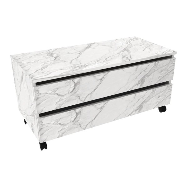Encontraproduto.com.br - Gabinete Banheiro 2 Gavetas com Rodízios 80cm Multimóveis CR10083 Mármore Branco