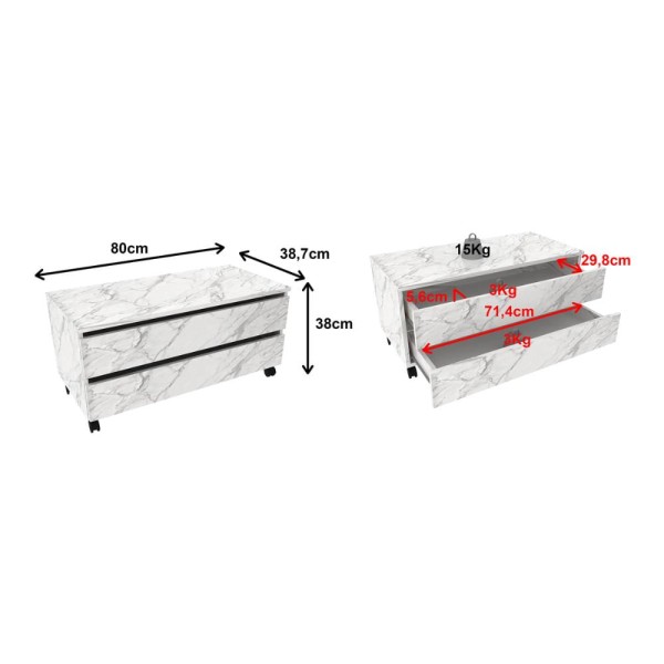 Encontraproduto.com.br - Gabinete Banheiro 2 Gavetas com Rodízios 80cm Multimóveis CR10083 Mármore Branco