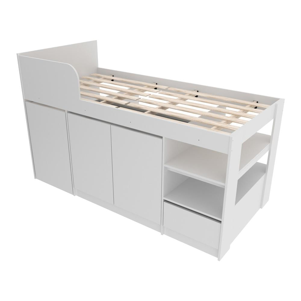 Encontraproduto.com.br - Cama Solteiro com Escrivaninha para Colchão 88 x 188 cm Multimóveis CR35067 Branca
