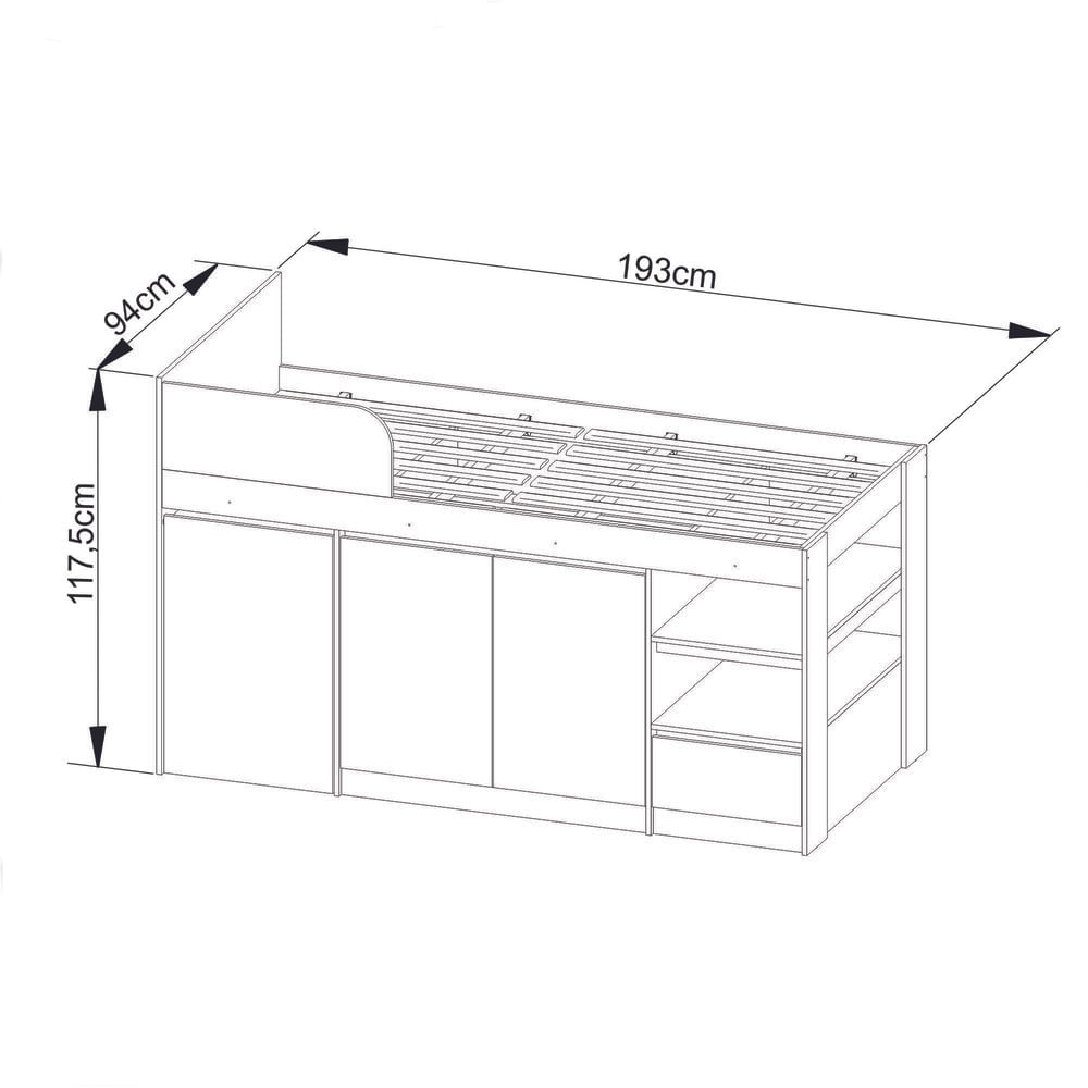 Encontraproduto.com.br - Cama Solteiro com Escrivaninha para Colchão 88 x 188 cm Multimóveis CR35067 Branca