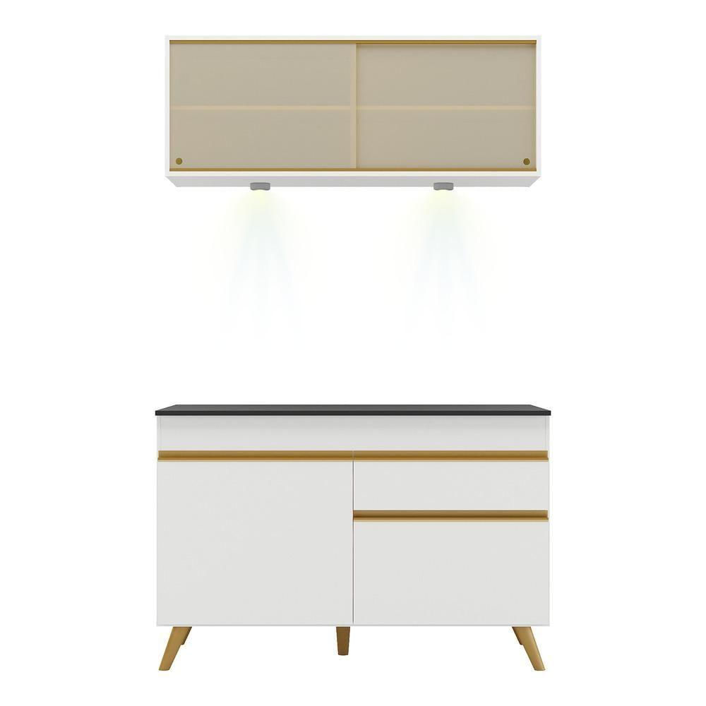 Encontraproduto.com.br - Armário de Cozinha Compacta 120cm com Leds Veneza Up Multimóveis V2013