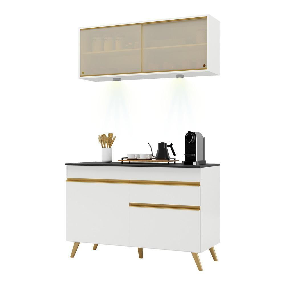 Encontraproduto.com.br - Armário de Cozinha Compacta 120cm com Leds Veneza Up Multimóveis V2013