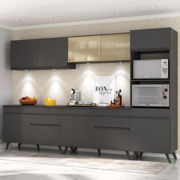 Encontraproduto.com.br - Armário de Cozinha Compacta 302cm com Leds Veneza Up Multimóveis V2014