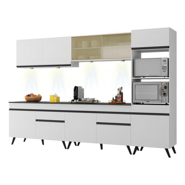 Encontraproduto.com.br - Armário de Cozinha Compacta 302cm com Leds Veneza Up Multimóveis V2014