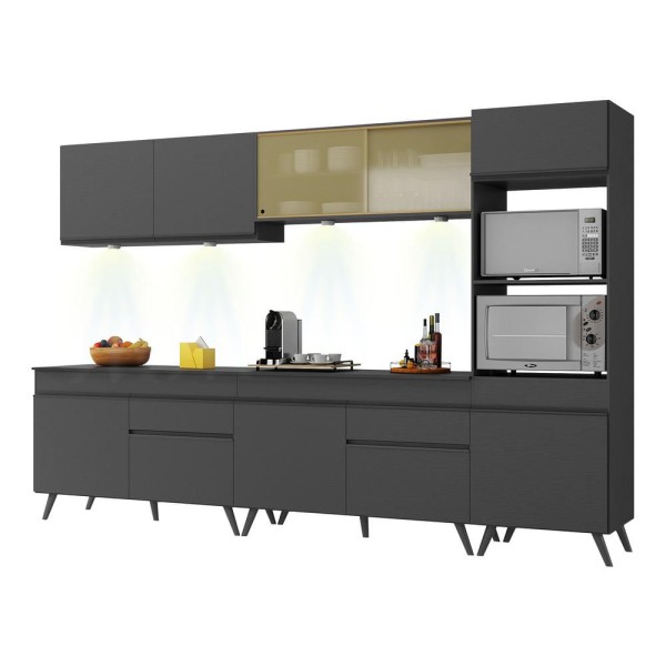 Encontraproduto.com.br - Armário de Cozinha Compacta 302cm com Leds Veneza Up Multimóveis V2014