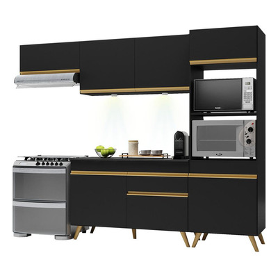Armário de Cozinha Compacta 252cm com Leds Veneza Up Multimóveis V2015